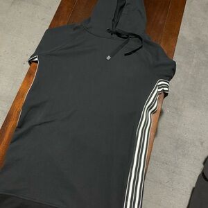 Athleta Hooded Black Mini Dress with White Accents